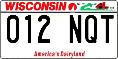 WI license plate 012NQT