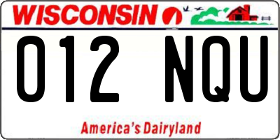 WI license plate 012NQU