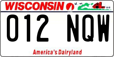 WI license plate 012NQW