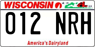 WI license plate 012NRH