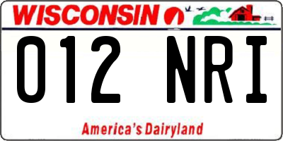 WI license plate 012NRI