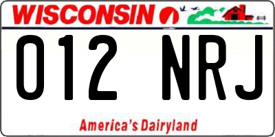 WI license plate 012NRJ
