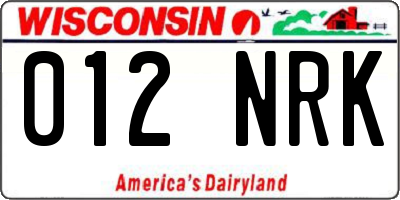 WI license plate 012NRK