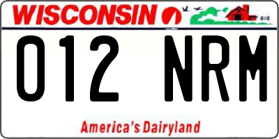 WI license plate 012NRM