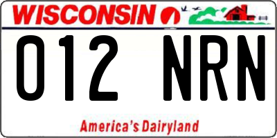 WI license plate 012NRN