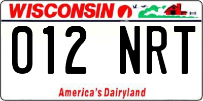 WI license plate 012NRT