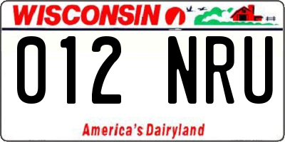 WI license plate 012NRU
