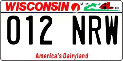 WI license plate 012NRW