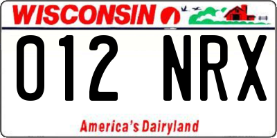 WI license plate 012NRX