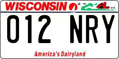 WI license plate 012NRY