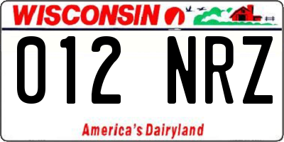 WI license plate 012NRZ