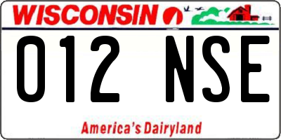 WI license plate 012NSE