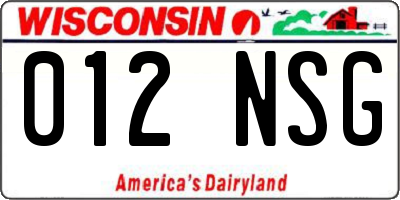 WI license plate 012NSG