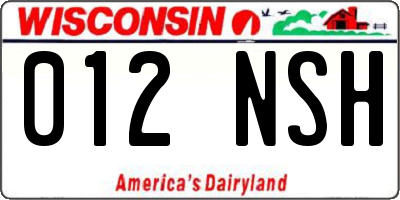 WI license plate 012NSH