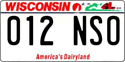 WI license plate 012NSO