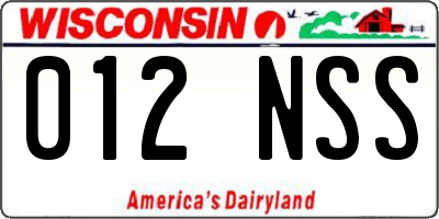WI license plate 012NSS