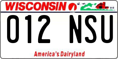 WI license plate 012NSU