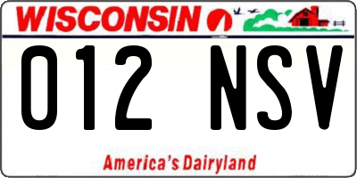 WI license plate 012NSV