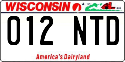 WI license plate 012NTD