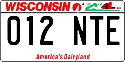 WI license plate 012NTE