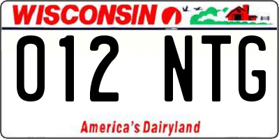 WI license plate 012NTG