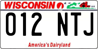 WI license plate 012NTJ