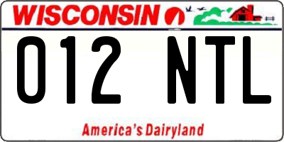 WI license plate 012NTL
