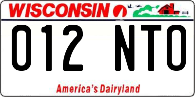 WI license plate 012NTO