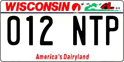 WI license plate 012NTP