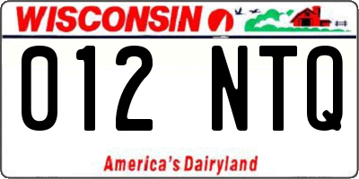 WI license plate 012NTQ
