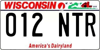WI license plate 012NTR