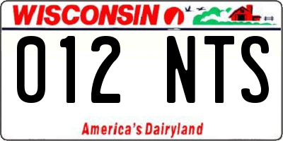 WI license plate 012NTS