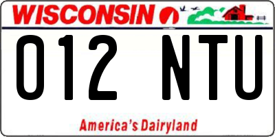WI license plate 012NTU