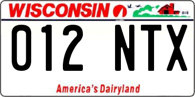 WI license plate 012NTX
