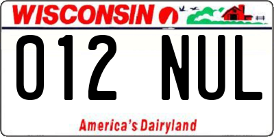 WI license plate 012NUL