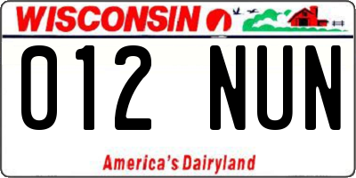 WI license plate 012NUN