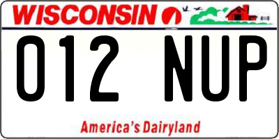 WI license plate 012NUP
