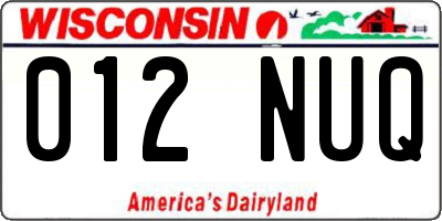 WI license plate 012NUQ