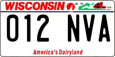 WI license plate 012NVA
