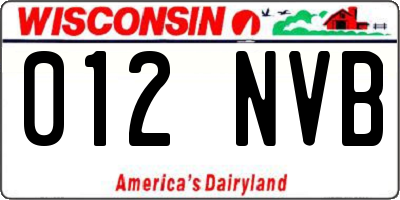 WI license plate 012NVB