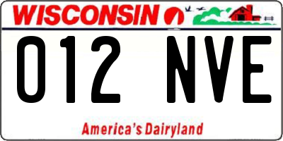 WI license plate 012NVE