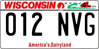 WI license plate 012NVG