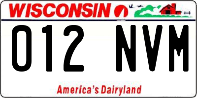 WI license plate 012NVM