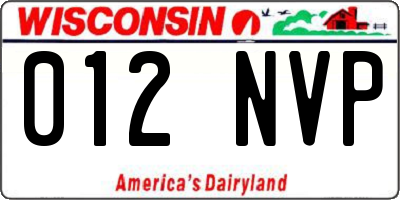 WI license plate 012NVP