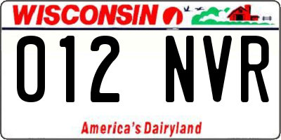 WI license plate 012NVR