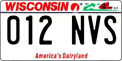 WI license plate 012NVS
