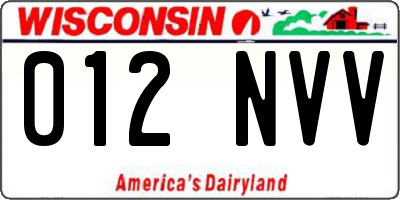 WI license plate 012NVV