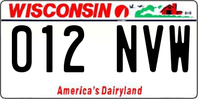 WI license plate 012NVW