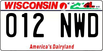 WI license plate 012NWD