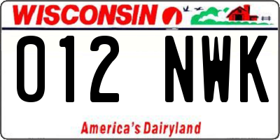 WI license plate 012NWK